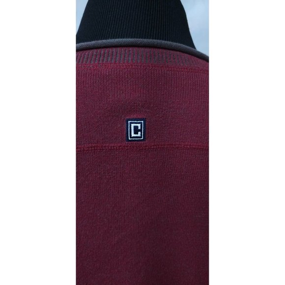 Chaps Denim Mens Large Red Grey Pullover Long Sleeve Logo Stretch Sweater - Picture 8 of 12